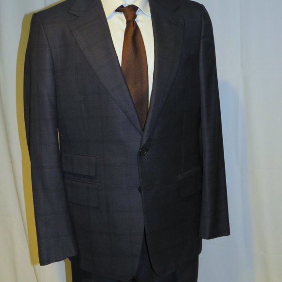 Tom Ford Blue Windowpane Plaid Current Two Button Suit 44R - Picture 8 of 16